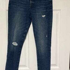 Express Dark Blue Distressed Skinny Jeans